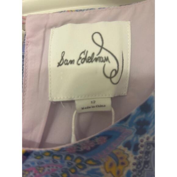 SAM EDELMAN NWT Blue Paisley Print Asymmetrical Ruffle Midi
Dress Size 12 - Picture 9 of 12